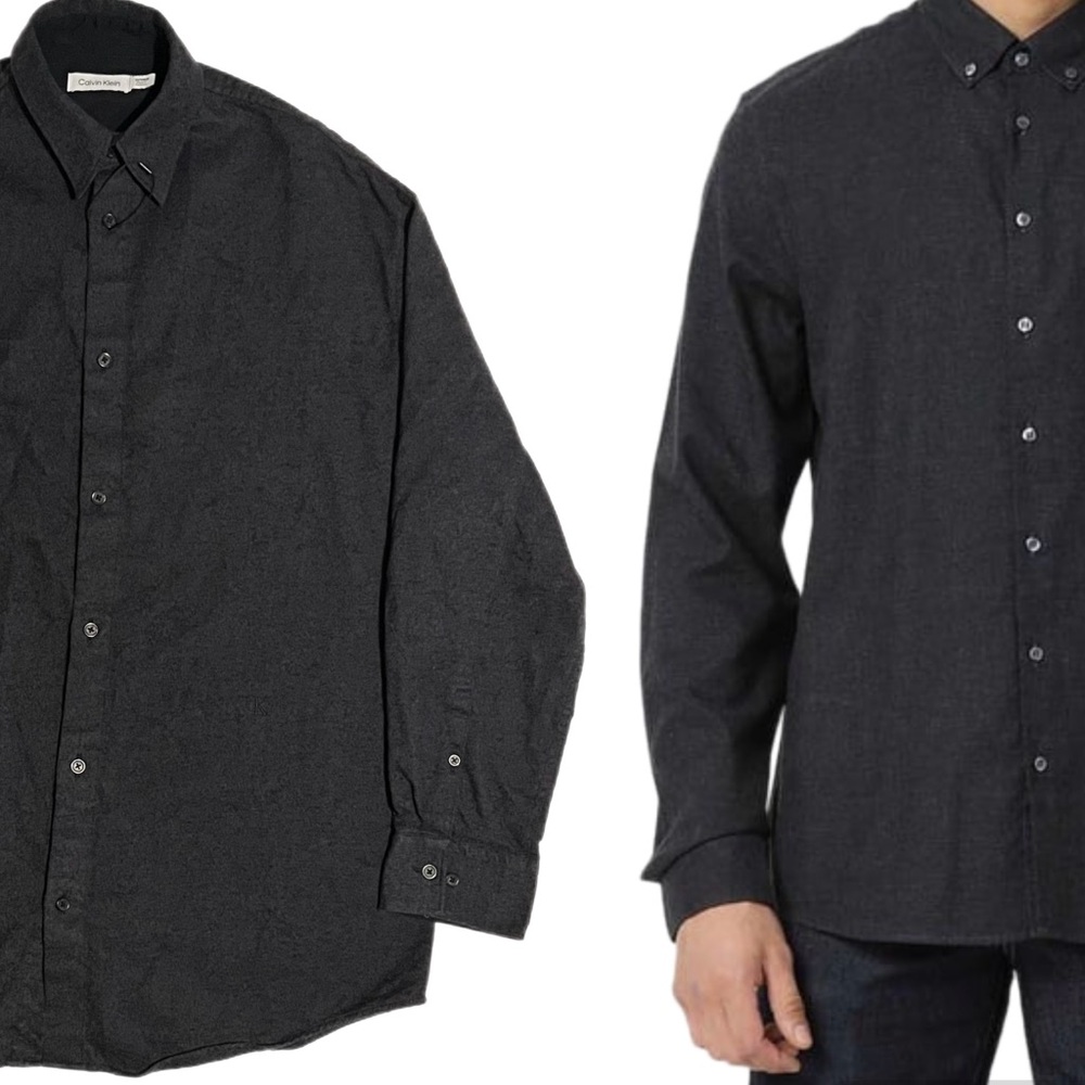 NWOT Calvin Klein | Dark Heather Grey Cotton Slim Fit Shirt